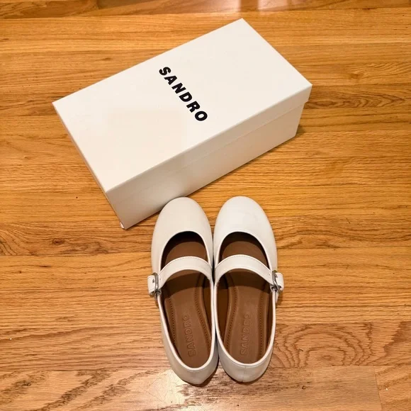 Sandro Shiny Leather Ballet Flats - Picture 1 of 5